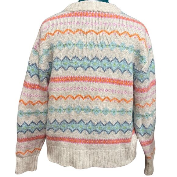 American Eagle Fair Isle Knit Oversized Multicolor Crewneck Sweater Small Womens - Picture 4 of 7